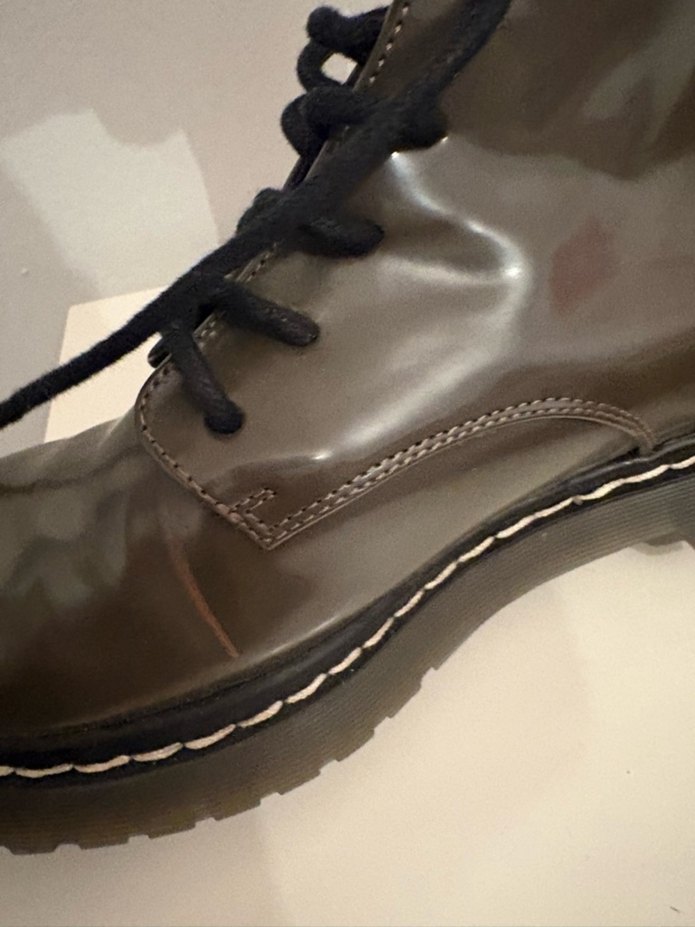 Zara Olive Green Lace-Up Ankle Boots - Picture 5 of 7